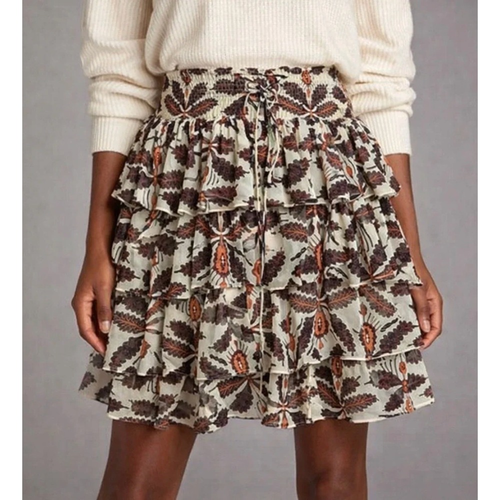 LETMEBE x ANTHROPOLOGIE Tiered Lace-Up Mini Skirt